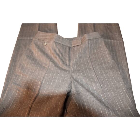 Ann Taylor, Size 4 Petite, NWOT, Lined Wool Slacks, Brown Pin Stripe - Picture 1 of 7